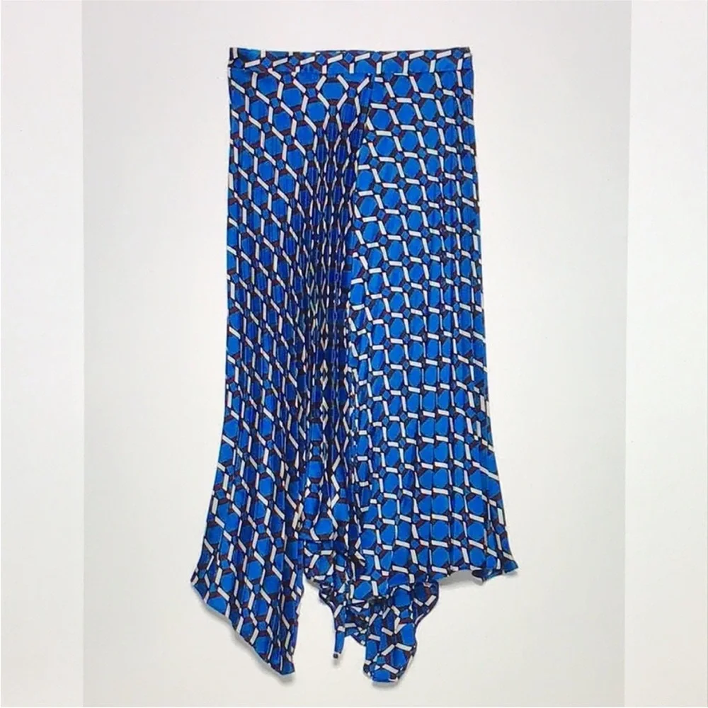 Zara Asymmetrical Skirt in Blue and White - Picture 4 of 4